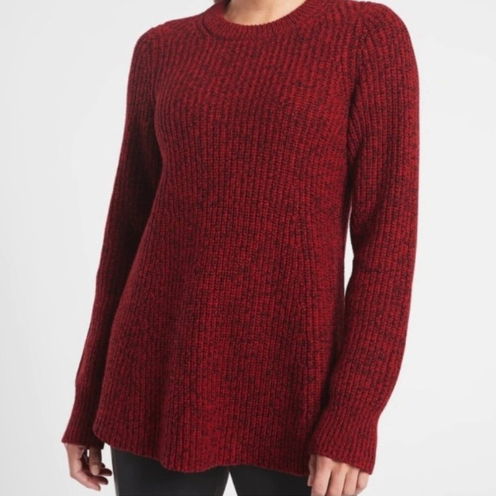 Athleta Sierra Crew Sweater in Candy Red Marl - Size XXS Wool Blend - Picture 2 of 7